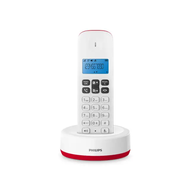 Philips D1611 Ασύρματο Τηλέφωνο με Aνοιχτή Aκρόαση Λευκό / Κόκκινο