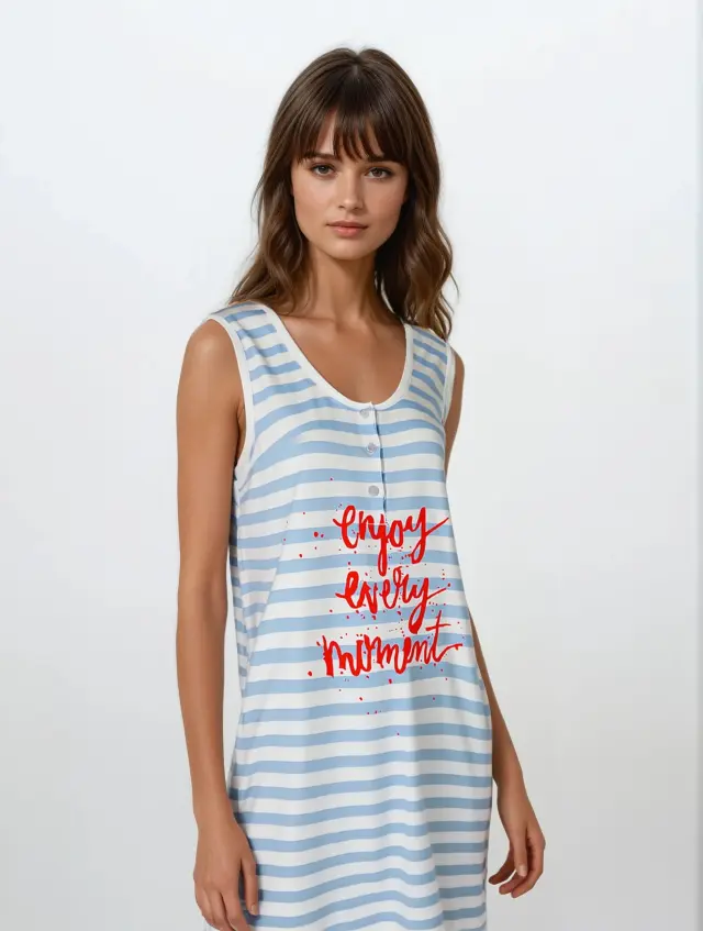 S761 - Coral - NIGHTGOWN STRIPES 2