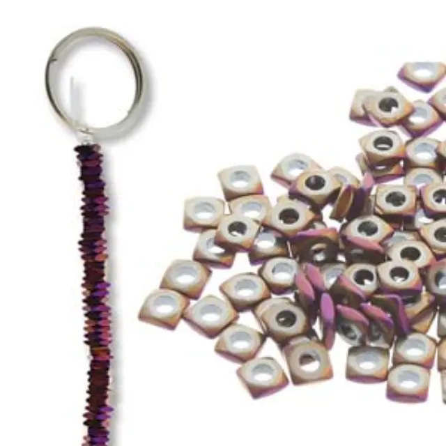 Χάντρα Αιματίτης Purple - Faceted Square 1x2mm ~135τεμ