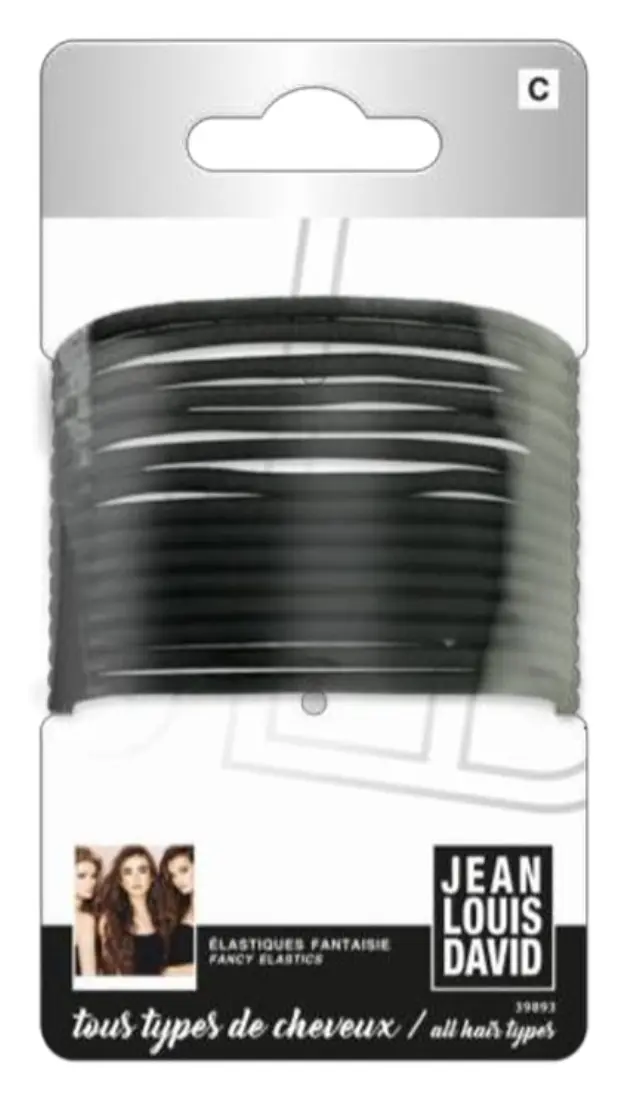 Jean Louis David Λαστιχάκια 15τμχ Elastics Basics Thin Μαύρα