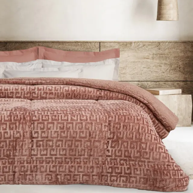 Κουβερτοπάπλωμα 220x240 Υπέρδιπλο 720gsm Fleece Sherpa Das Home 1391 Nude 100% Πολυέστερ