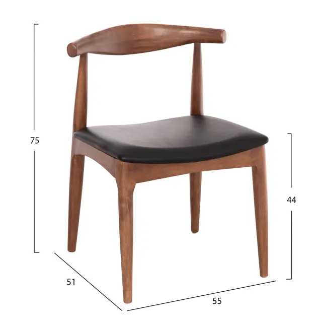 KΑΡΕΚΛΑ ΤΡΑΠΕΖΑΡΙΑΣ FB99947.03 RUBBERWOOD ΚΑΡΥΔΙ-ΜΑΥΡΟ PU 55x51x75Υεκ 2