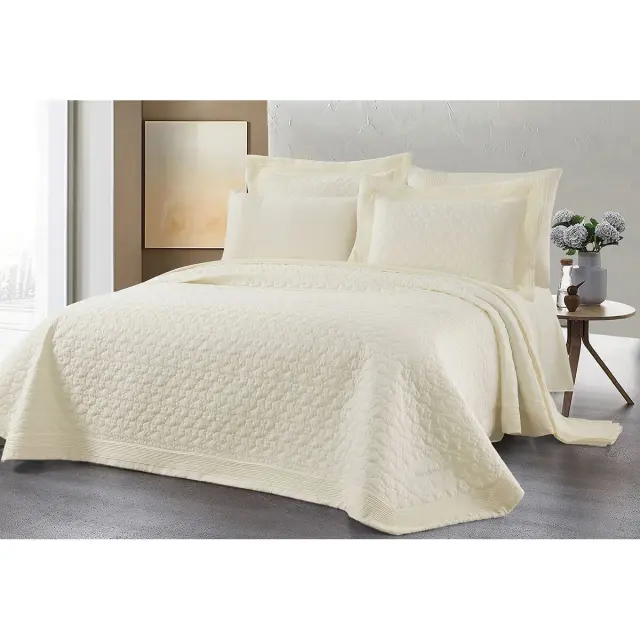 Νυφικό Σετ 3 Τεμ Κουβερλί 230x250 Υπέρδιπλο Beauty Home Thalia 12504 Εκρού 100% Microfiber 2
