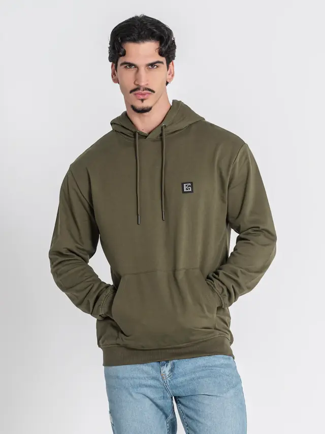 Gianni Kavanagh Ανδρικό GK PLAQUE Φούτερ με Κουκούλα - Army Green - XL