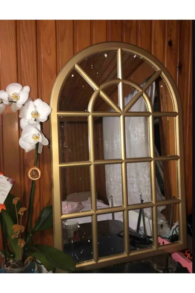 Stewehome Ασύμμετρος καθρέφτης τοίχου από MDF για το σαλόνι Χρυσό 103x70 cm