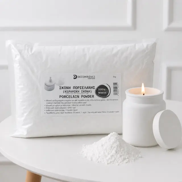 Σκόνη πορσελάνης για χύτευση καλουπιών, Total White, 5kg 3