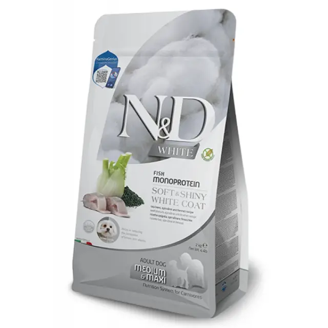 N&D Dog White Sea Bass & Spirulina Αdult Medium & Maxi με Λαβράκι 7kg