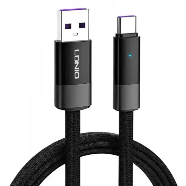 LDNIO καλώδιο USB-C σε USB LS242c, flat, 50W, 480Mbps, 2m, μαύρο