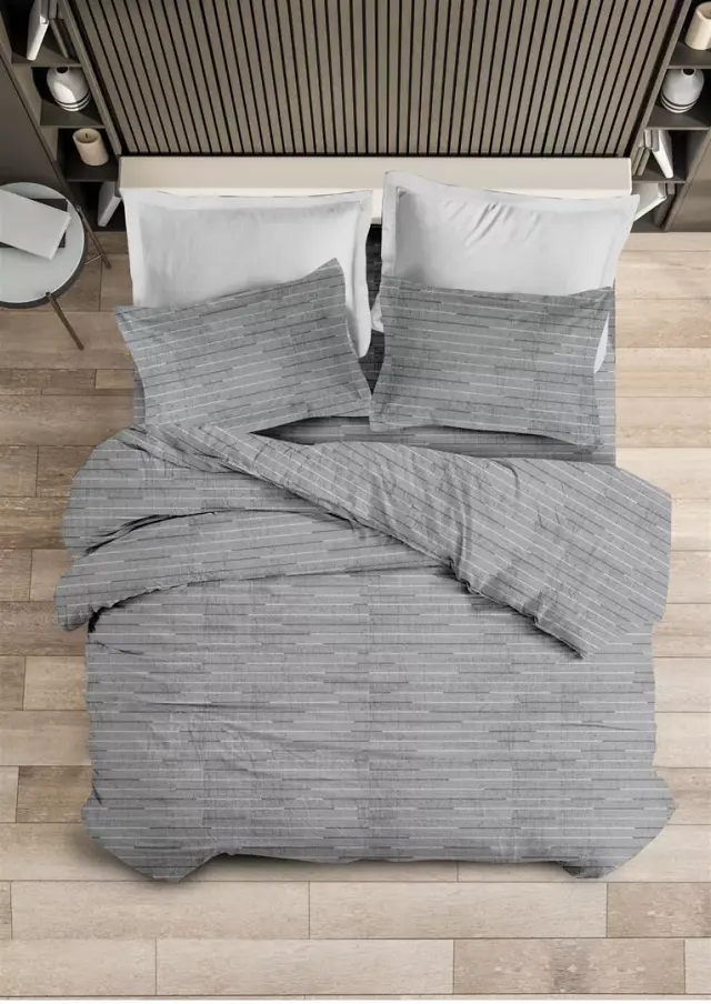 ΣΕΤ ΣΕΝΤ M FLAT LINES (GREY4) 2*170x260 50x70 FLANEL 100%COTTON - -
