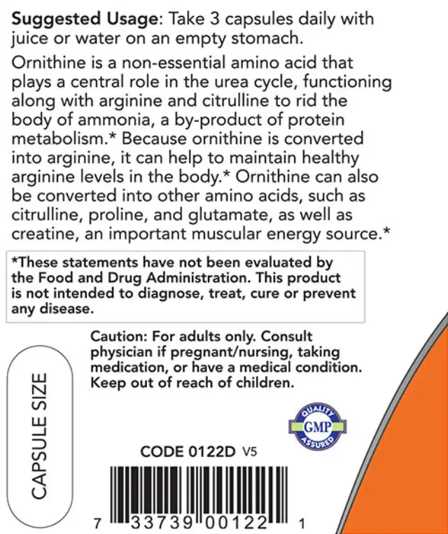 Now Foods L-Ornithine 500 mg 3
