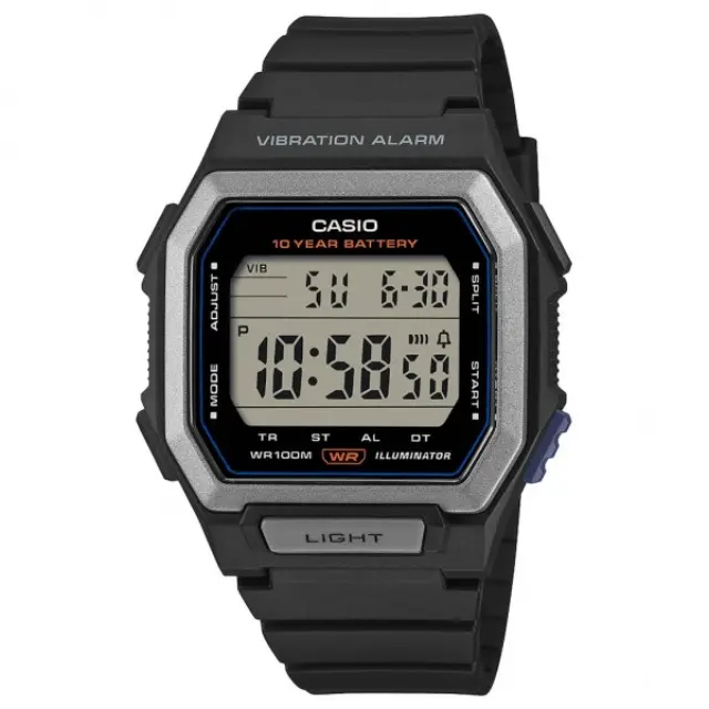 Ανδρικό Ψηφιακό Ρολόι Casio Illuminator 11-W-738H-1AVEF Μαύρο με Δόνηση & Αδιάβροχο 100M