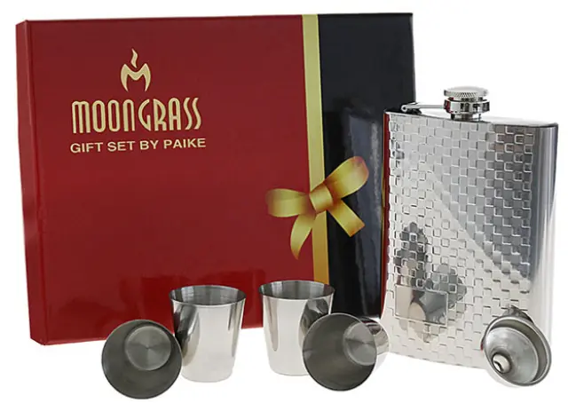 Hip Flask Set Φλασκί Ποτού με 4 Σφηνοπότηρα Chrome (F017) - 210ml