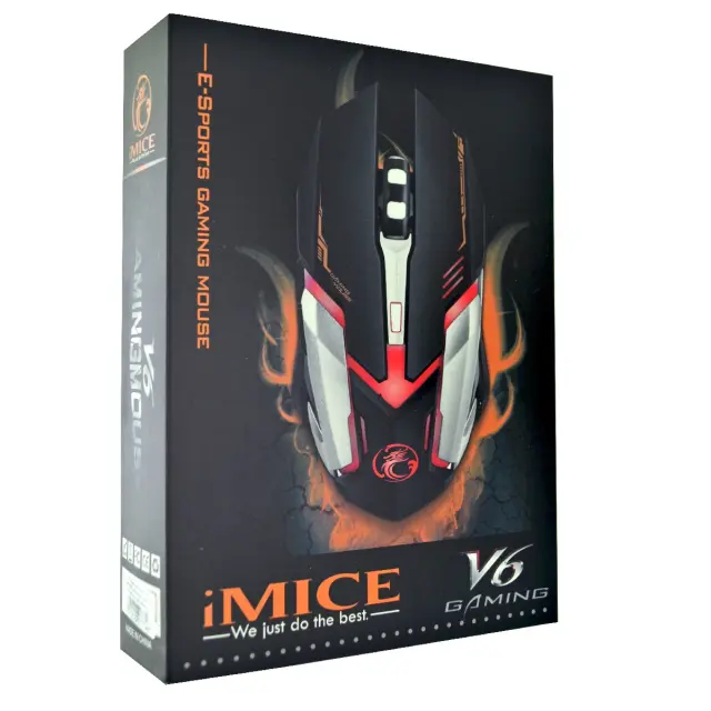 Ενσύρματο Ποντίκι iMICE V6 Gaming 6D με 6 Πλήκτρα, 3200 DPI, Multimedia και LED Φωτισμό. Μαύρο-Γκρι 2
