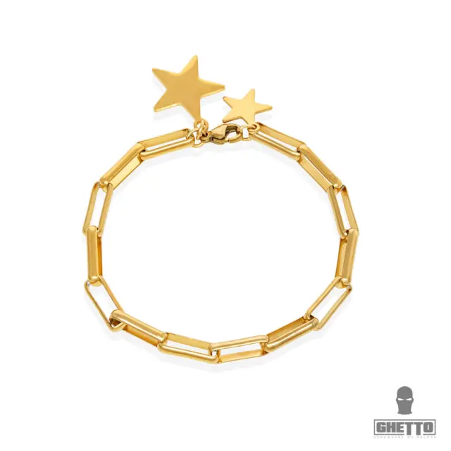 Ghetto Bracelet Stars Gold Color Plated 18k SS Link Chain Gold