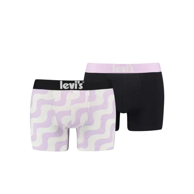 Levi's Ανδρικό Boxer High Comfort Seventies Wave Boxer - Διπλό Πακέτο, Χρώμα Γκρι-Μαύρο - S