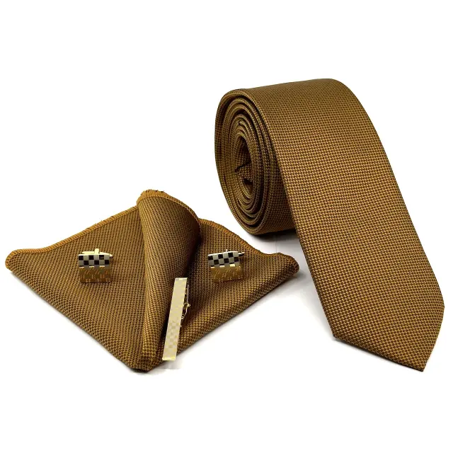 Ταμπά Camel Γραβάτα Oxford 6,5 cm με Ασορτί Μαντήλι