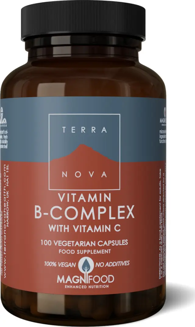 TerraNova B-Complex with Vitamin C Βιταμίνη για Ενέργεια, Ενίσχυση του Ανοσοποιητικού & το Νευρικό Σύστημα 540mg 100 φυτικές κάψουλες
