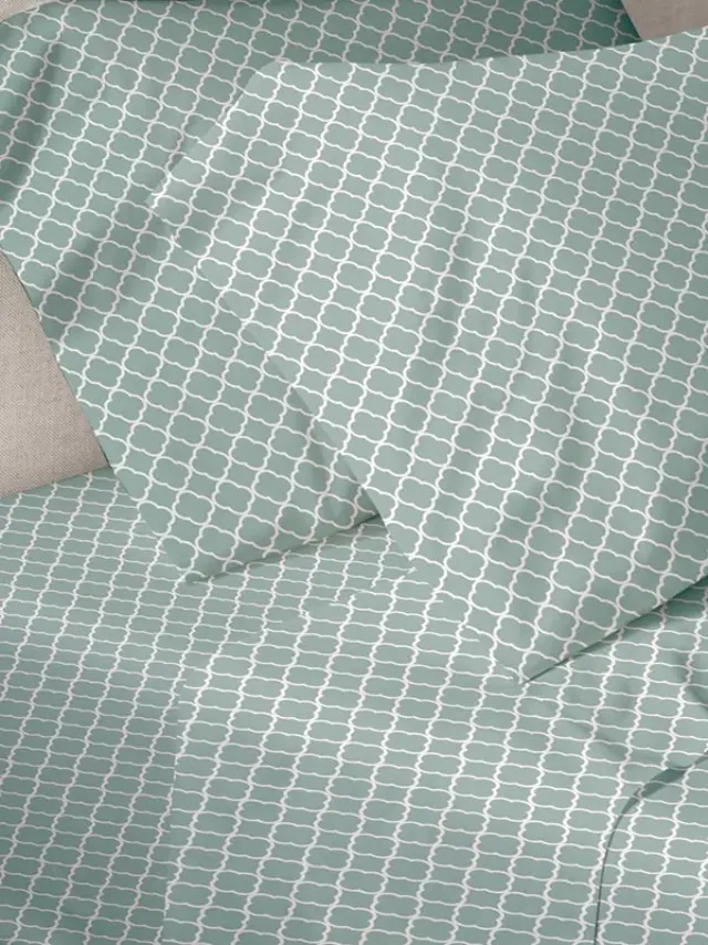 Σετ Σεντόνια Menta Εμπριμέ 530 Aqua Υπέρδιπλο (235x250) Sunshine