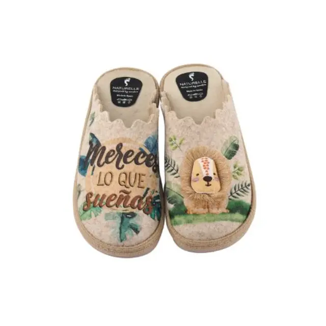 Naturelle Lion Ανατομικές Δερμάτινες Comfort Παντόφλες Μπεζ, 1 ζευγάρι Μπεζ - 38