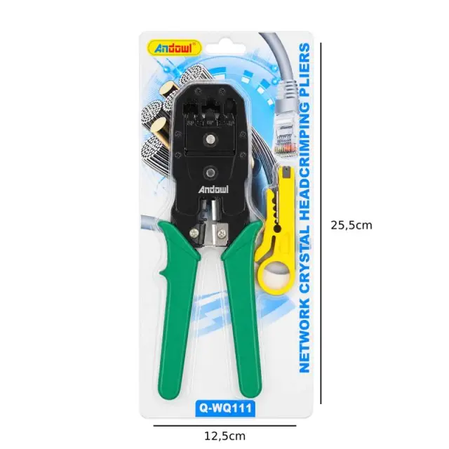 Andowl Πρέσα Ακροδεκτών Δικτύου RJ45/RJ11 με Απογυμνωτή Καλωδίων Q-WQ111 - Network Crimping Pliers with Cable Stripper 0751243 2