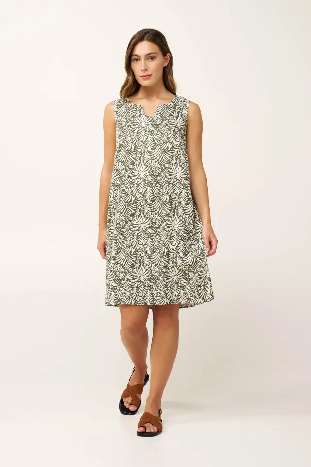 Καλοκαιρινό Αμάνικο Jungle Φόρεμα Vamp 24443 GREEN IVY