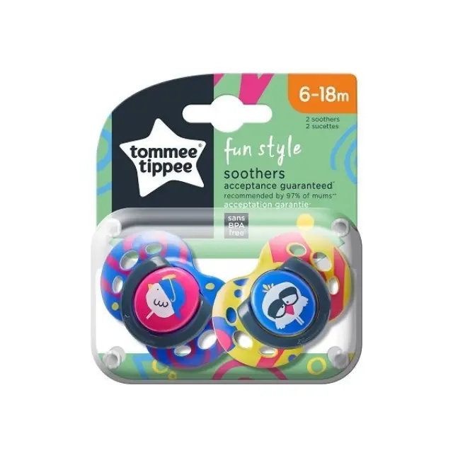 Tommee Tippee Fun Style Ορθοδοντικές Πιπίλες (6-18 μηνών) 2pcs 2
