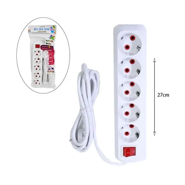 RURI.BW πολύμπριζο με 5 θύρες και διακόπτη 3Μ – 5 power socket 141539