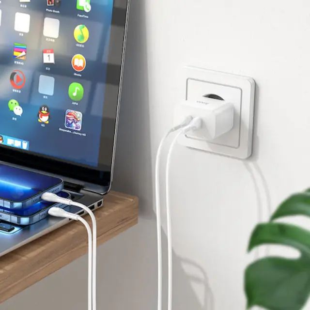 Hoco Ταχυφορτιστής με 2 Θύρες USB-C Χωρίς Καλώδιο 35W Power Λευκό (N29 Triumph) 3