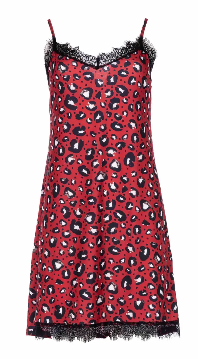 W729 - Type - NIGHTGOWN 2PCS RED LEOPARD