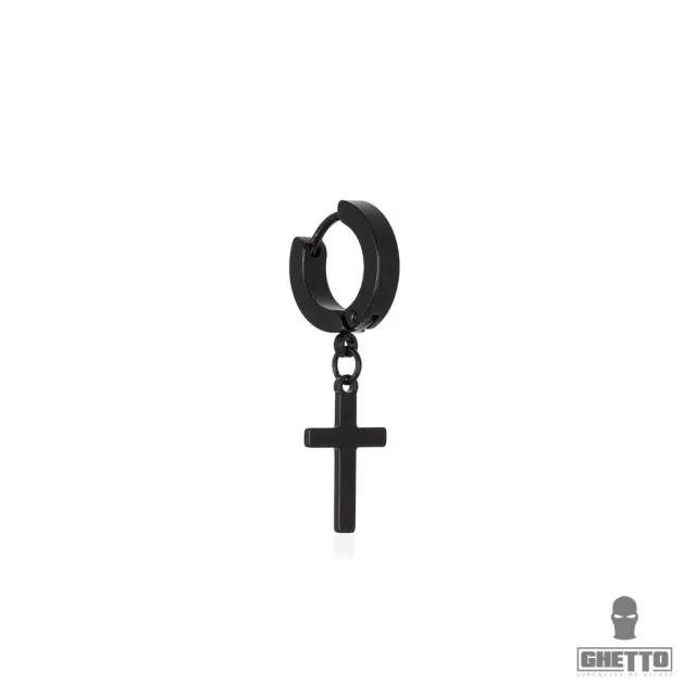 Ghetto Kpop Earrings Black Cross Stainless Steel 1pcs