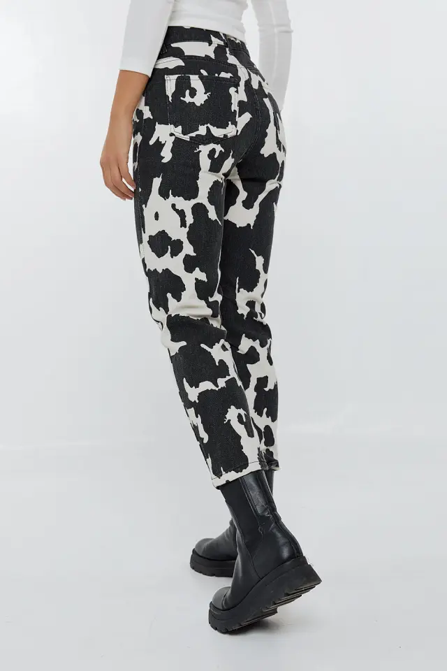 Παντελόνι Jean Cow Print Μαύρο 3
