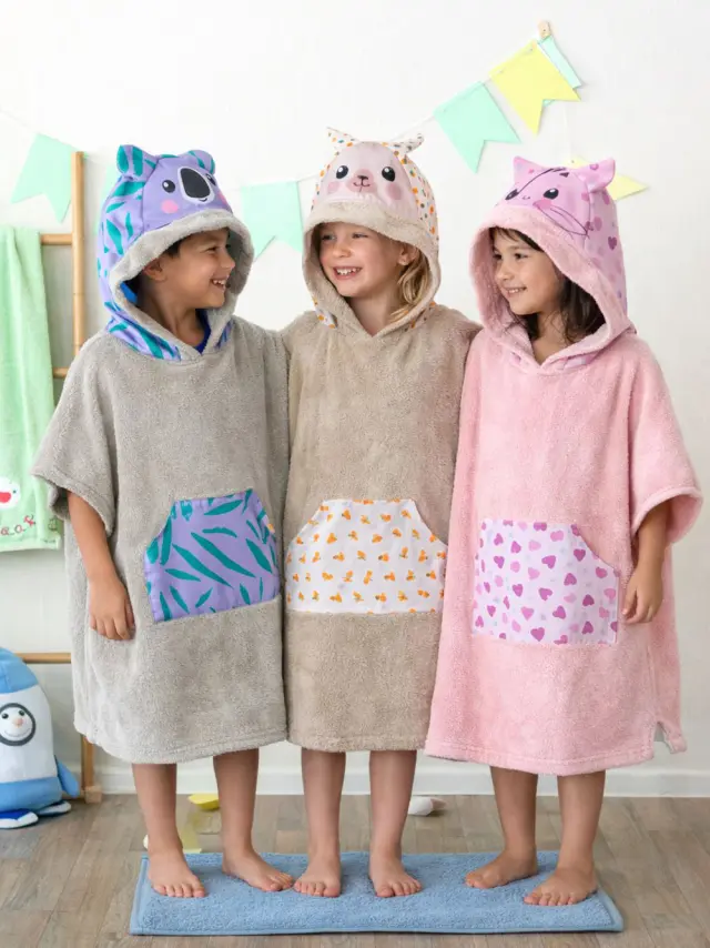 Πόντσο 70x120 2-4 Ετών Palamaiki Kitty Pink 100% βαμβακερό 2