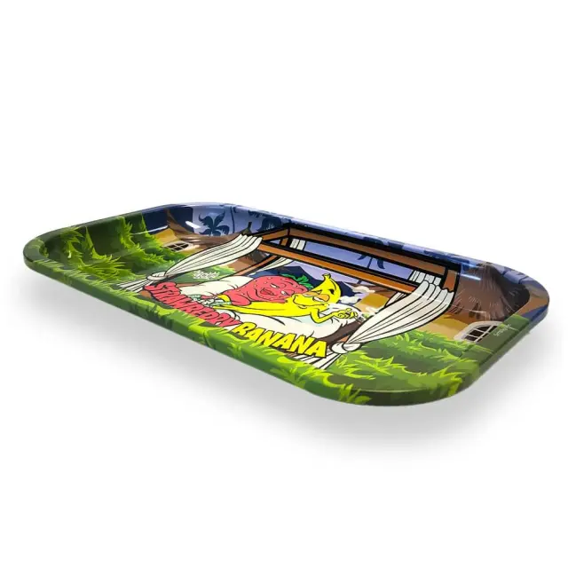 Best Buds Strawberry Banana Metal Rolling Tray Long 16×27 cm 3
