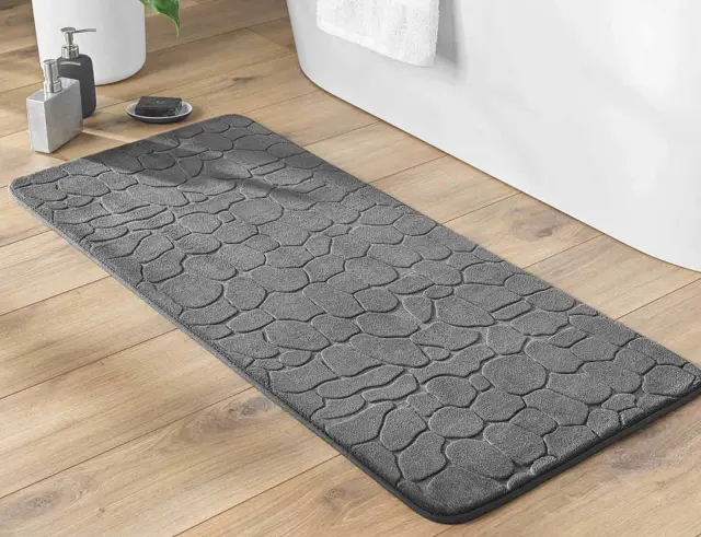 Πατάκι Μπάνιου Ricochet Douceur d'intérieur με memory foam και διαστάσεις 50x120cm - Charcoal Grey 1802097
