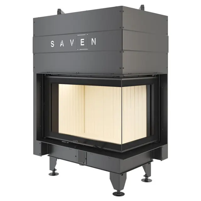 Ενεργειακό Γωνιακό Τζάκι Ξύλου 17.0kW Energy Up 85х50x47R ECO - Saven Χρώμα κεραμικής επένδυσης Λευκό