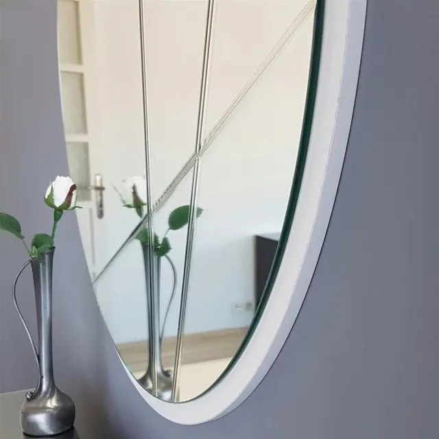 Stewehome Μοντέρνος λευκός στρογγυλός καθρέφτης τοίχου με σχέδιο 60x1.2x60 cm 2
