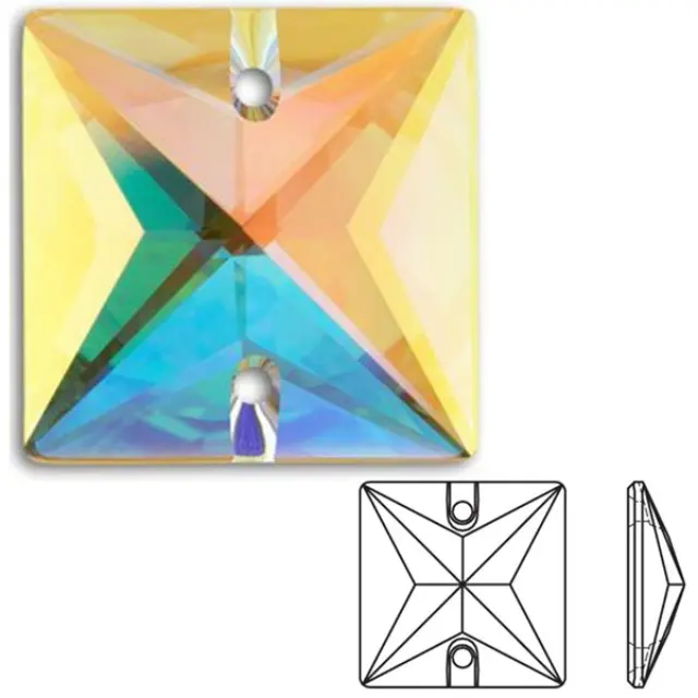 Swarovski Ραφτά 3240 Square Sew-on Stone Crystal AB 16mm - 1τεμ
