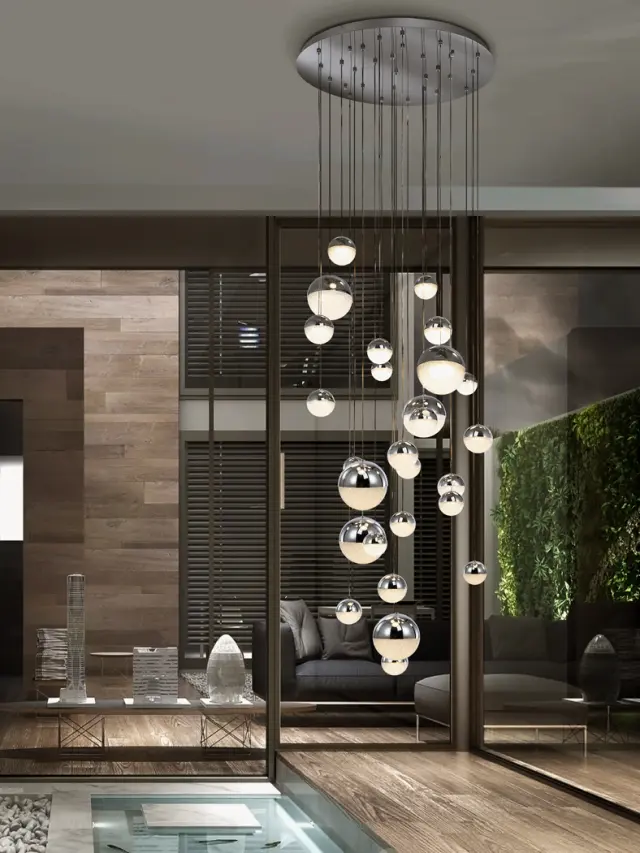 SPHERE LARGE LAMP Ø80 27L CHROME φωτιστικό κρεμαστό Χρώμιο