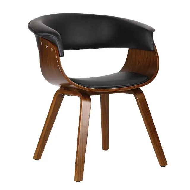 Πολυθρόνα HERMAN Καρυδί/Μαύρο Ξύλο/PVC/PU 68x56x77cm