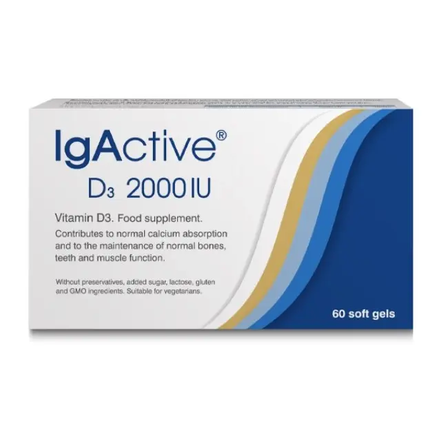 IgActive D3 2000iu Συμπλήρωμα Διατροφής Βιταμίνης D για Φυσιολογική Απορρόφηση Ασβεστίου 60softgels