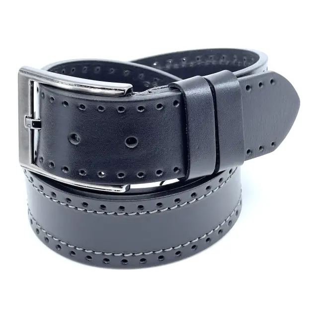 Μαύρη Δερμάτινη Ζώνη Full Grain 4 cm - 110cm