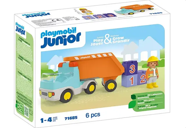 Playmobil Junior Ανατρεπόμενο Φορτηγό με Εργάτη / 71685 (Playmobil)