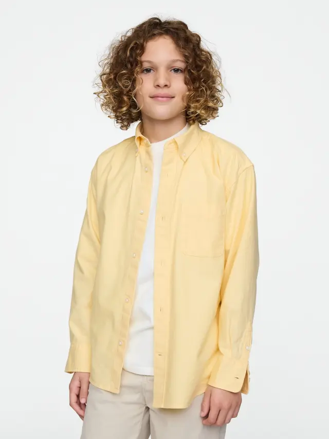 Κίτρινο Παιδικό Relaxed Oxford Πουκάμισο Pale banana yellow - XL
