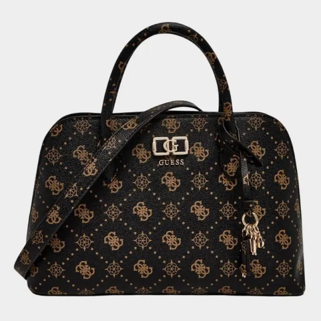 Guess - Γυναικεία Τσάντα Ώμου Emelie Logo HWGP9928060-ESL Μαύρο/Καφέ