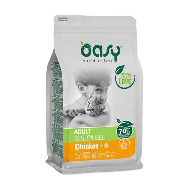 Oasy Low Grain Cat Adult Sterilised Chicken 1,5Kg Μονόχρωμο