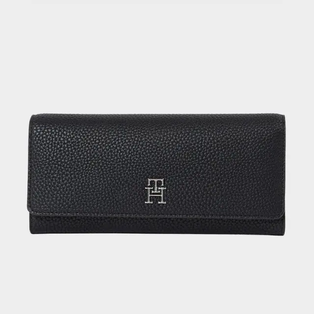 Tommy Hilfiger - Γυναικείο Πορτοφόλι Th Emblem Large Flap Wallet AW0AW14221-BDS Μαύρο