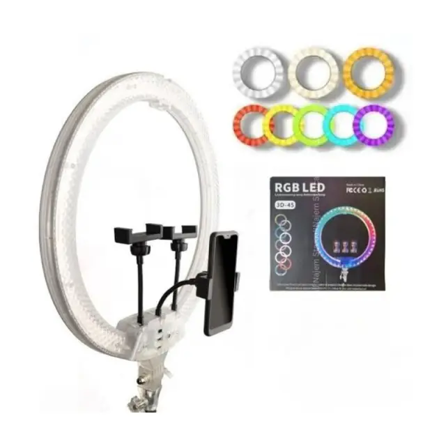 RGB LED Ring Light 45cm (18") με Βάσεις Κινητού & Ρυθμιζόμενο Φωτισμό 3D-45 - RGB LED 18" Ring Light with Phone Holders & Adjustable Lighting 030280