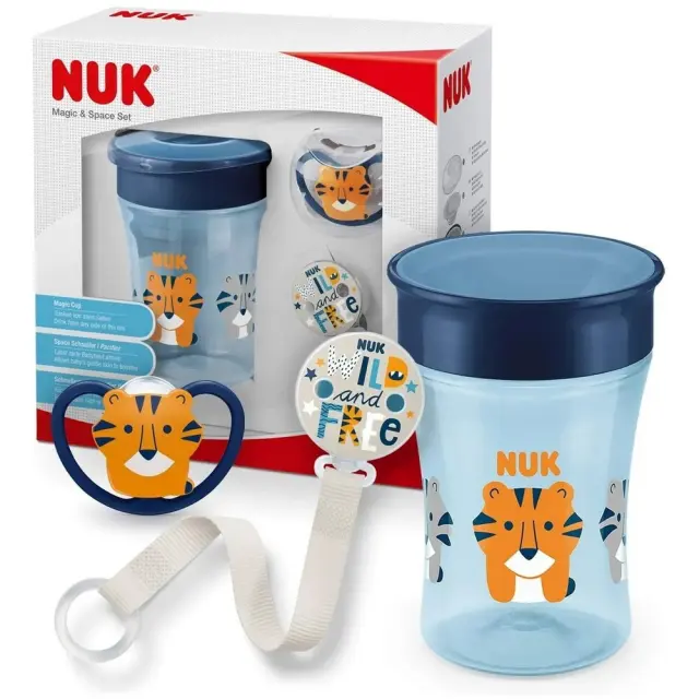 Nuk Παιδικό Ποτηράκι "Magic Cup & Space Set" από Πλαστικό Μπλε 230ml για 6m+