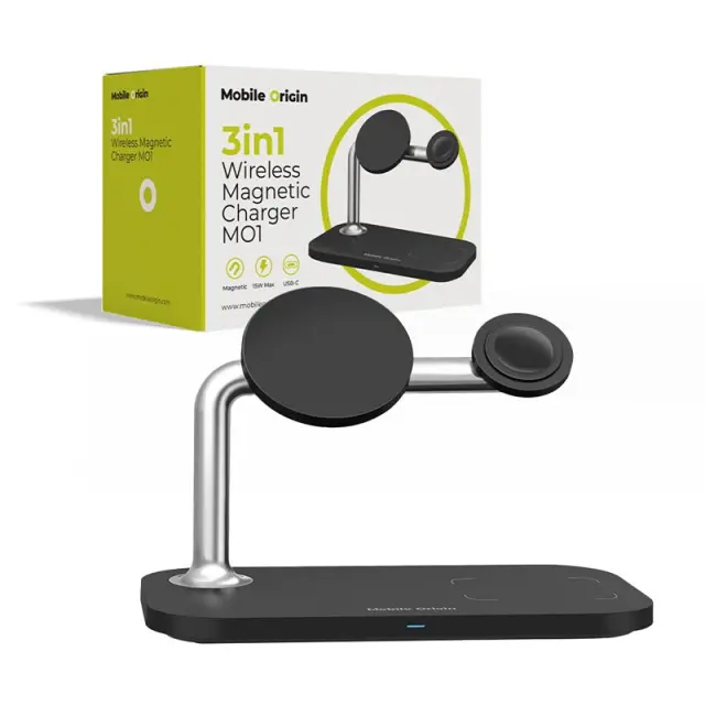 Mobile Origin 3in1 Wireless Magnetic Charger MO1, black