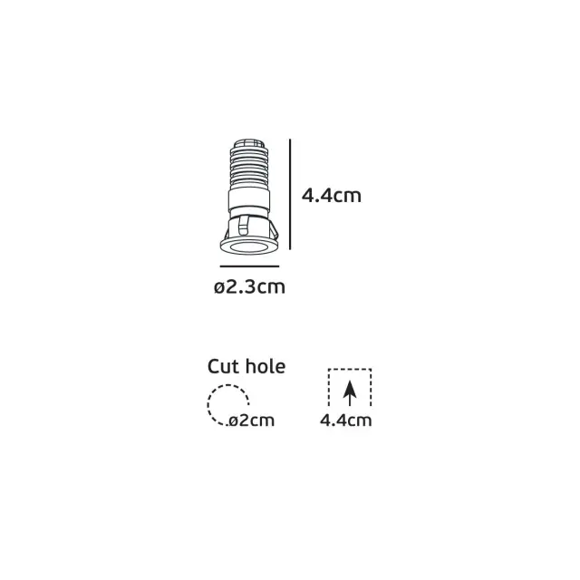 Smol 04438/W/W Χωνευτό φωτιστικό οροφής led 1W 3000K ø2.3cm λευκό Άσπρο 2